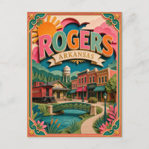 Postal Estados PopCut Rogers Arkansas Arte de Papel