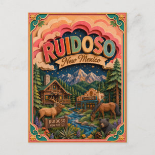 Postal Estados PopCut Ruidoso Nuevo México Arte de Papel