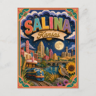Postal Estados PopCut Salina Kansas Arte de Papel