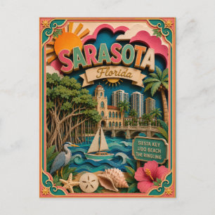 Postal Estados PopCut Sarasota Florida Arte de Papel