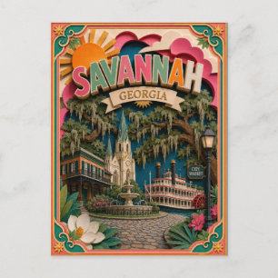 Postal Estados PopCut Savannah Georgia Arte de Papel