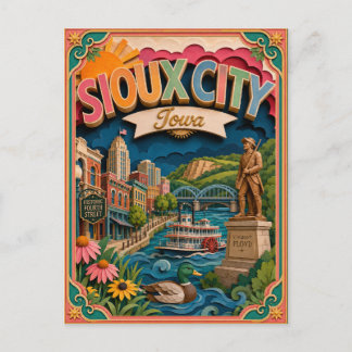 Postal Estados PopCut Sioux City Iowa Arte en Papel