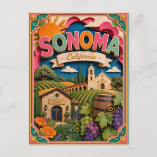 Postal Estados PopCut Sonoma California Arte de Papel