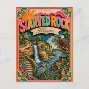 Postal Estados PopCut Starved Rock Illinois Arte de Papel