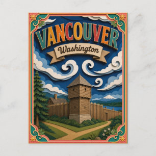 Postal Estados PopCut Vancouver Washington Arte en Papel