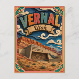 Postal Estados PopCut Vernal Utah Arte de Papel