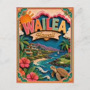 Postal Estados PopCut Wailea Hawái Arte de Papel