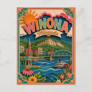 Postal Estados PopCut Winona Minnesota Arte de Papel