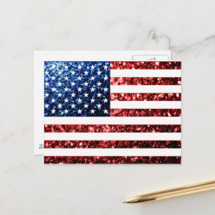 Postal Estados Unidos bandera azul rojo brillante purpuri