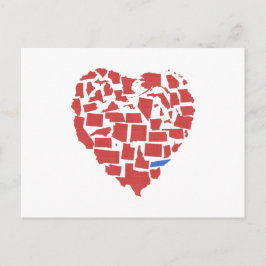 Postal Estados Unidos Corazón Mosaico Tennessee Rojo