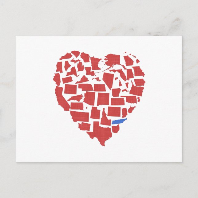 Postal Estados Unidos Corazón Mosaico Tennessee Rojo (Anverso)