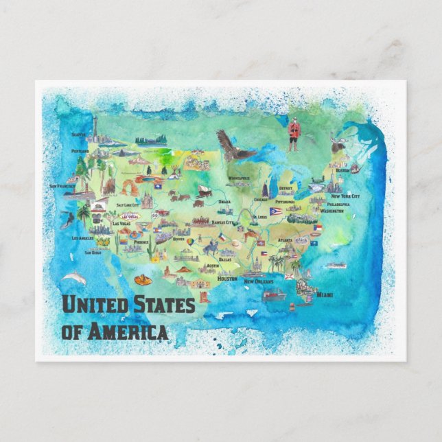 Postal Estados Unidos de América Viajes de arte de Estado (Anverso)
