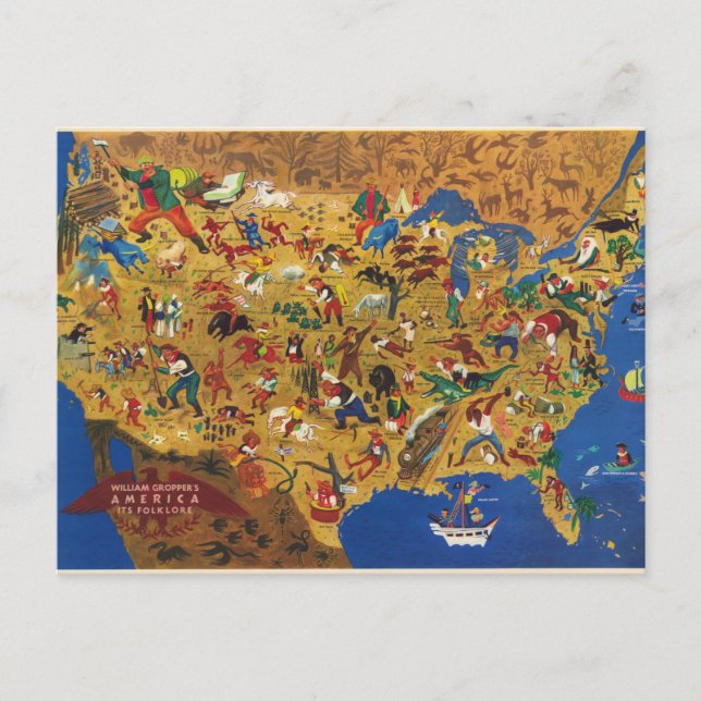 Postal Estados Unidos de William Gropper - Folklore Perso (Anverso)