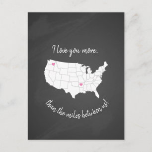 Postal Estados Unidos te amo más que las millas entre nos