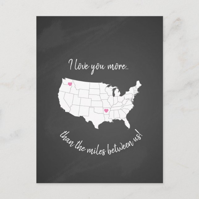 Postal Estados Unidos te amo más que las millas entre nos (Anverso)