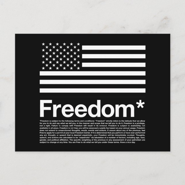 Postal Estados Unidos: Términos y condiciones de libertad (Anverso)