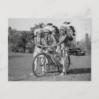 Postal Estadounidenses nativos con bicicleta 1938