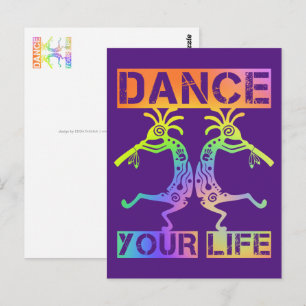 Postal Estadounidenses nativos Kokopelli - Baile su vida