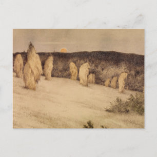 Postal Estalles de grano a la luz de la luna