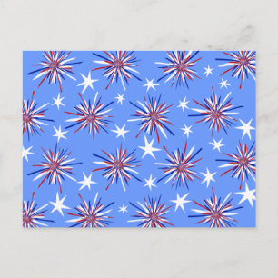 Postal Estallidos rojos blancos y azules