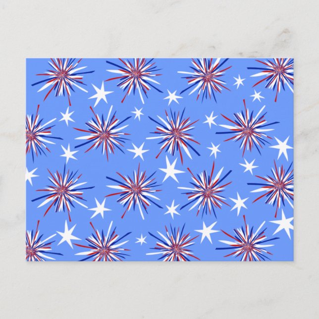 Postal Estallidos rojos blancos y azules (Anverso)