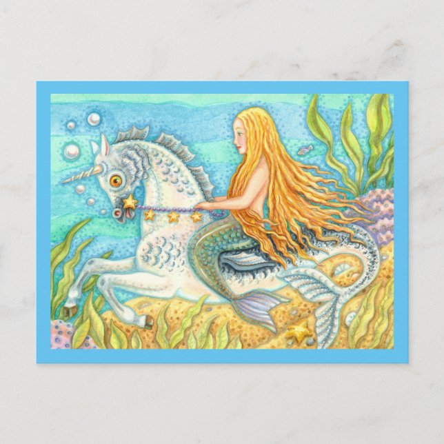 POSTAL ESTALLION DE MERMAID & MAR, FANTASÍA BLANCA UNICOR (Anverso)