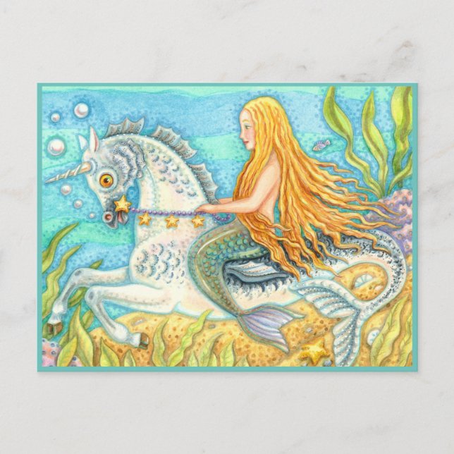 POSTAL ESTALLION DE MERMAID & MAR, FANTASÍA BLANCA UNICOR (Anverso)