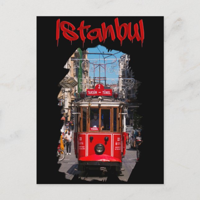 Postal Estambul: Tranvía de Taksim (Anverso)
