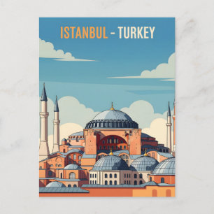 Postal Estambul Turquía con Hagia Sophia y minaretes