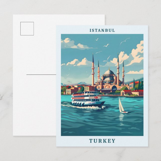 Postal Estambul Turquía elegante viaje de arte (Anverso / Reverso)
