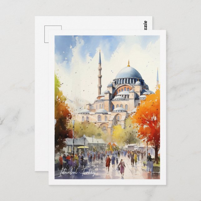 Postal Estambul Turquía: Famoso lugar de viaje (Anverso / Reverso)