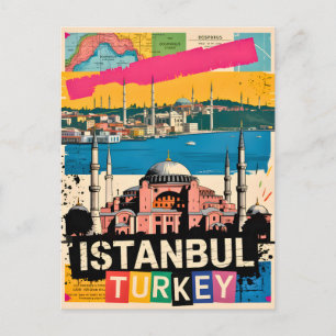 Postal Estambul Turquía Hagia Sophia Arte Pop Retro Viaje