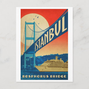 Postal Estambul, Turquía, puente de Bósforo, crucero turí