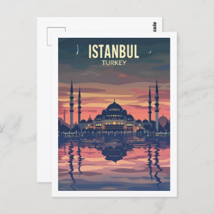 Postal Estambul Turquía Vintage Famoso lugar de viaje