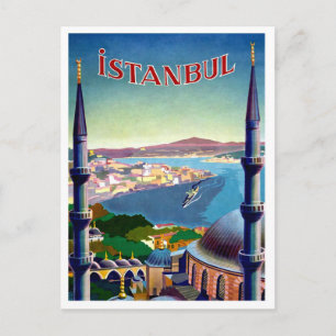 Postal Estambul, Turquía, vista panorámica de la costa
