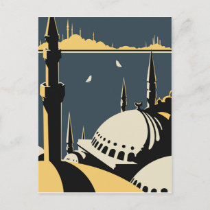 Postal Estambul, vista sobre el Bósforo y la iglesia de S