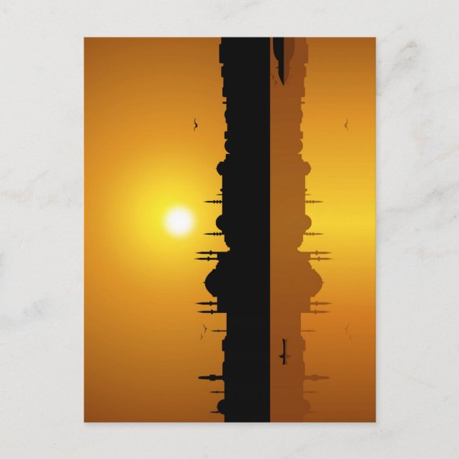 Postal Estambul y puesta de sol (Anverso)