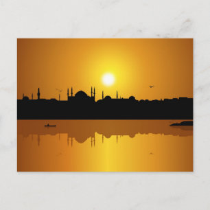 Postal Estambul y puesta de sol