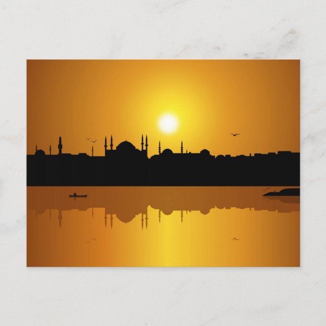 Postal Estambul y puesta de sol (Anverso)