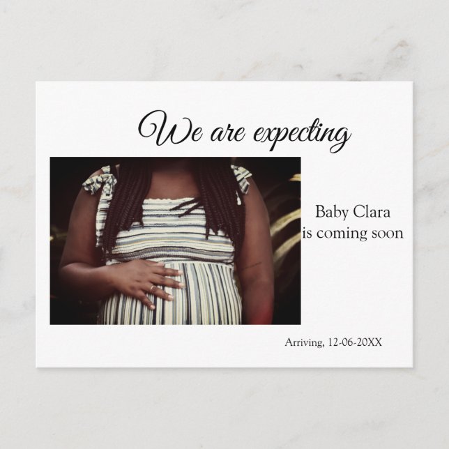 Postal estamos embarazadas agregar nombre de bebé fecha d (Anverso)