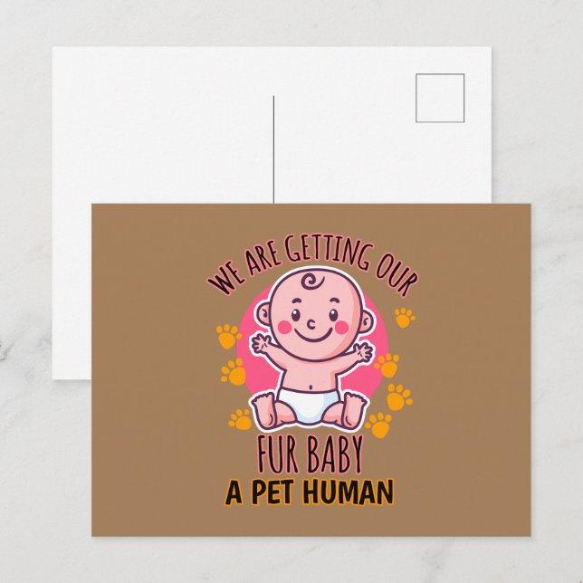 Postal Estamos Obteniendo Un Bebe Humano Para Nuestra Mas (Anverso / Reverso)