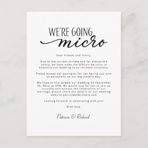 Postal Estamos reduciendo el tamaño de nuestra boda Anunc