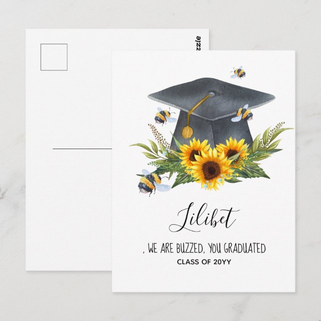 Postal ¡Estamos SORPRENDIDOS! ABEJAS personalizadas GRADU (Anverso / Reverso)
