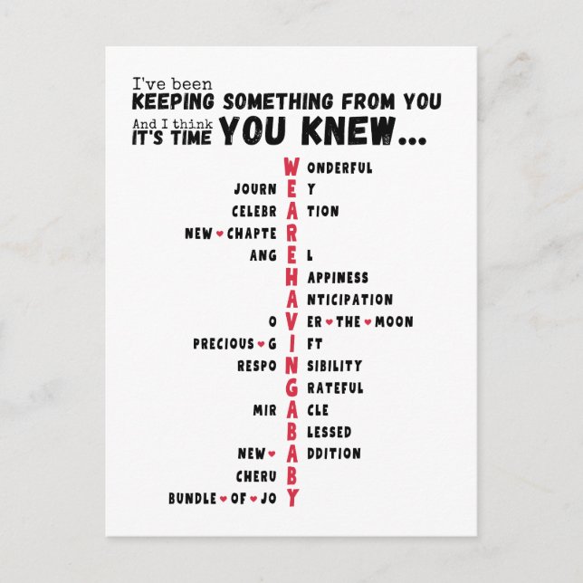 Postal Estamos teniendo un bebé - Revelación única del be (Anverso)