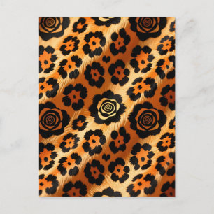 Postal Estampa Animal Rosa Leopardo Dorado