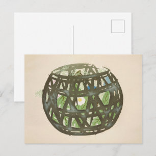 Postal Estampa de Arte de Cesta de Flores Zen Japonesa Vi