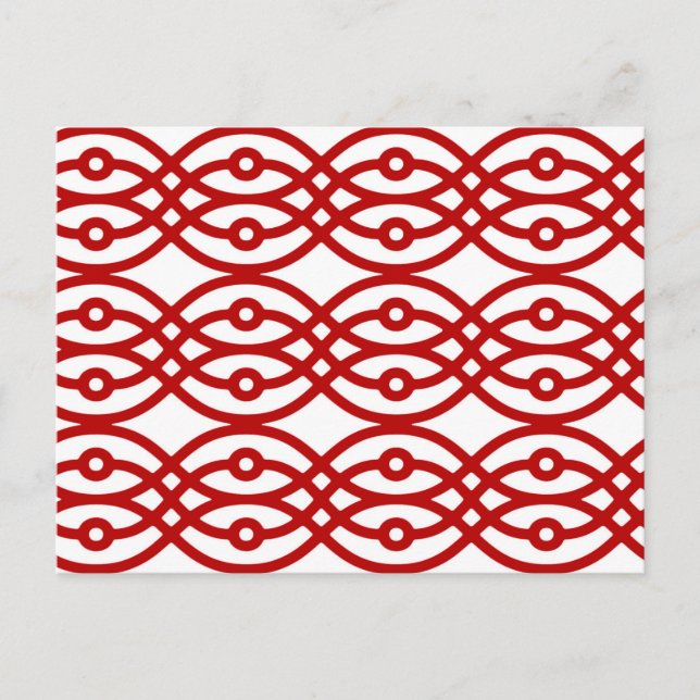 Postal Estampa de kimono, blanco y rojo oscuro (Anverso)