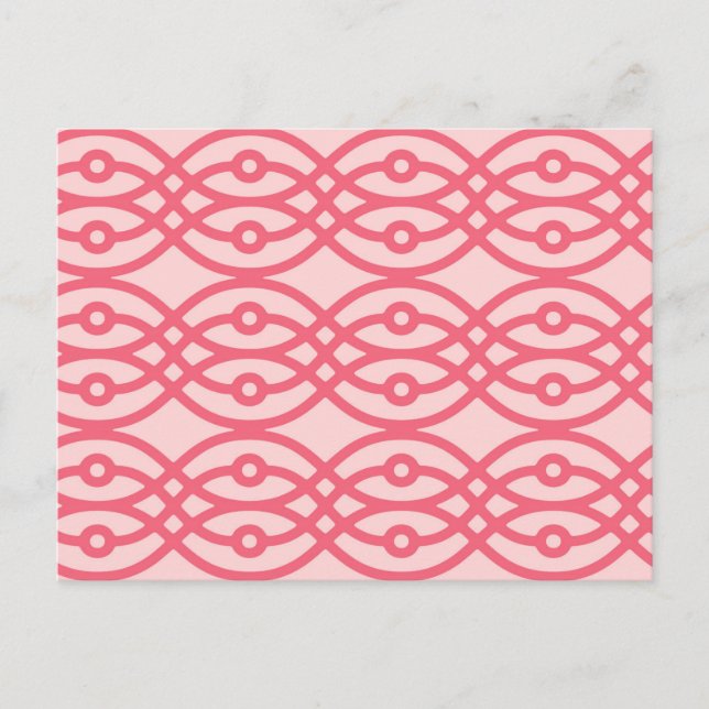 Postal Estampa de kimono, rosa coral (Anverso)