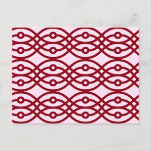 Postal Estampa de kimono, rosa y burdeos