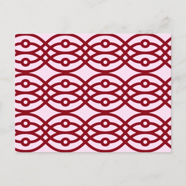 Postal Estampa de kimono, rosa y burdeos (Anverso)